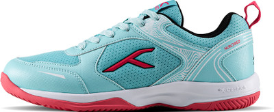 Hundred Badminton Shoes For Men(Blue, Pink , 9)