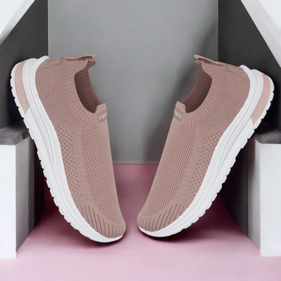 Free Kicks Free Kicks M7-1011 Comfortable Slip On Sneakers For Women(Beige , 9)