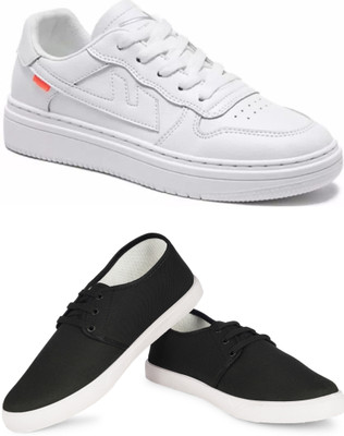 Free Kicks Combo Of 2 Shoes FK-Alpha & FK-201 Sneakers For Men(Black , 6)