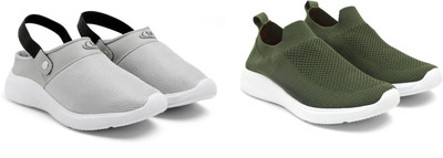 Face Stylish Sports Shoes for Men – Ideal for Running, Gym & Training Sneakers For Men(Olive, Grey , 9)