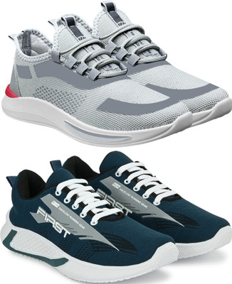 Free Kicks Combo of 2 || FK- 434 & 566 Trendy Running Shoes For Men(Grey, Blue , 6)