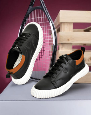 VATELIO Casual Young Sneakers Shoes Stylsih Trendy Comfirtable Sneakers For Men(Black, White , 7)