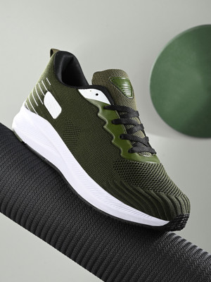 SAN FRISSCO Mesh Lace-Ups Running Shoes For Men(Olive , 8)
