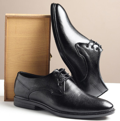 Zixer Leather Mid-Top Formal Shoes Men's/Office Leather Shoe For Men/Derby Formal Shoe Oxford For Men(Black , 7)