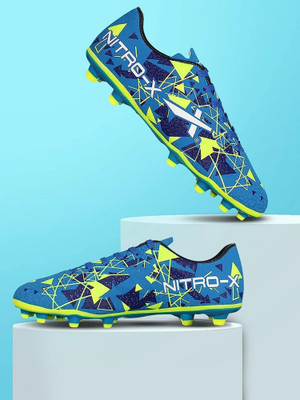 VECTOR X Nitro X Soccer Studs Synthetic Leather Upper | TPU Sole Football Shoes For Men(Blue, Green , 3)