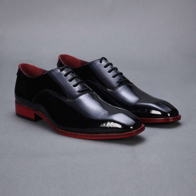 LEATHER NEED Men's Formal Lace-Up Derby Shoes | Midnight Maroon & Black | Office & Wedding Derby For Men(Black, Maroon , 6)