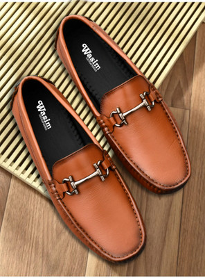 Wasim Enterprises Genuine Leather Casual Ooutdoor Driving/Loafer For Men's And Boys Loafers For Men(Tan , 8)