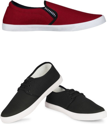 Free Kicks Combo Of 2 Shoes FK-Fitman & FK-201 Sneakers For Men(Black , 6)