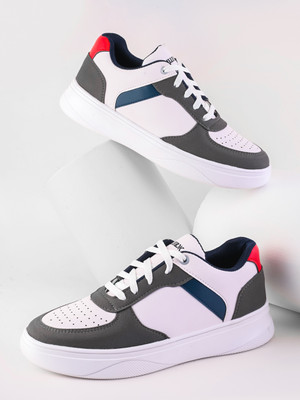 KILLER Round Toe Non Leather Comfortable Laceup Colorblocked Trendy Casual Sneakers Sneakers For Men(White , 10)