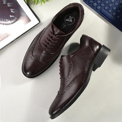AUSERIO Genuine Leather Formal Shoes Light|Comfort|Trendy|Premium Shoes Lace Up For Men(Brown , 10)