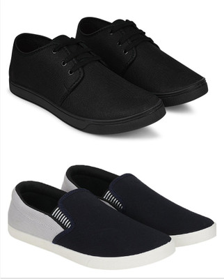 Free Kicks Combo Of 2 Shoes FK-205 & FK-Fitman Sneakers For Men(Black, Grey , 9)