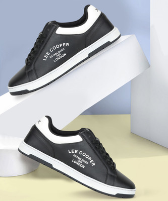 LEE COOPER Leather Casual Lace-Up Stylish Lightweight and Comfortable Daily Wear Sneakers For Men(Black , 6)
