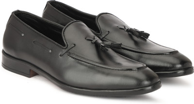 PROVOGUE Genuine Leather Tassel Loafers Loafers For Men(Black , 8)