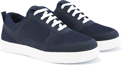 Roadster Casual sneakers shoes breathable mesh solid lightweight anti skid outsole Sneakers For Men(Blue , 9)