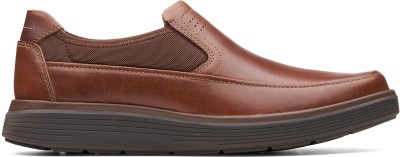 CLARKS Un Abode Go Dark Tan Lea Slip On For Men(Tan , 9)