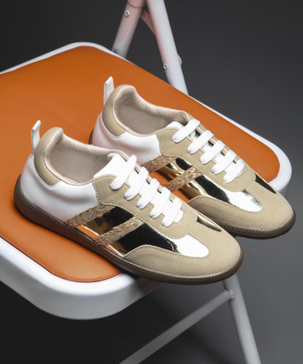 jm looks Women's Chunky Sneakers Casual Shoes Lace-up Shoes Sneakers For Women(Beige , 8)