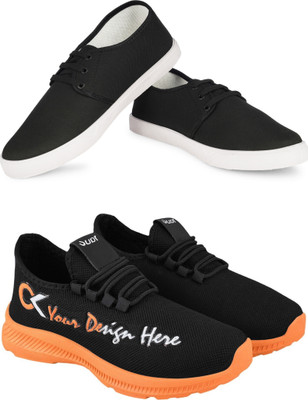 Free Kicks Combo Of 2 Shoes FK-201 & FK-409 Sneakers For Men(Orange , 6)