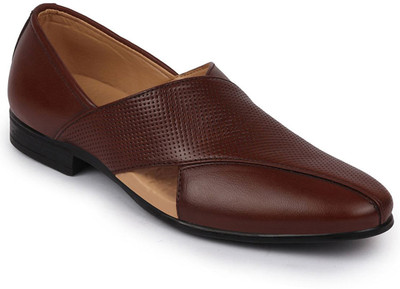 FAUSTO Classic Evening Wedding Party Comfort Formal Fashion Peshawari Front Open Shoes Slip On For Men(Tan , 10)