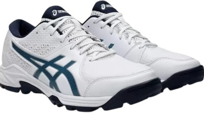 Asics ASICS Unisex GEL-PEAKE 2 White/Atlantis Blue Cricket Shoes For Men(White, Blue , 9)