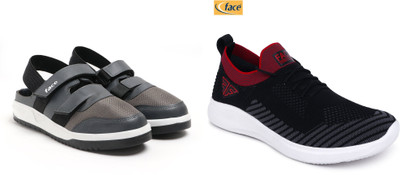 Face Stylish Sports Shoes for Men – Ideal for Running, Gym & Training Sneakers For Men(Black, Grey , 6)