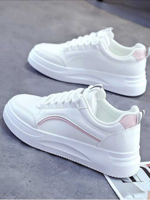BUCADIA Pink Stylish Casual Sneakers For Women(White , 3)