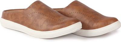 FAUSTO Back Open Stylish Design Slip On Shoes Loafers For Men(Tan , 7)