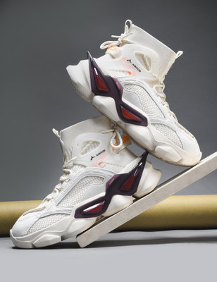 Abros ATMOSPHERE High-Top Casual Sneakers for Men | Breathable Knitted Upper, EVA Sole Sneakers For Men(Beige , 9)