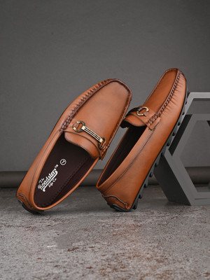 Roadster Premium Stitched Detailing Flexible Loafers For Men(Tan , 8)