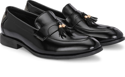 INVICTUS Men Tasseled Formal Loafers Slip On For Men(Black , 9)