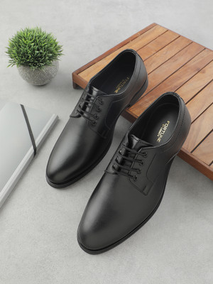 LIBERTY Fortune HML-11E Formal Lacing Shoes With PU Sole | Lightweight and Comfortable Oxford For Men(Black , 9)