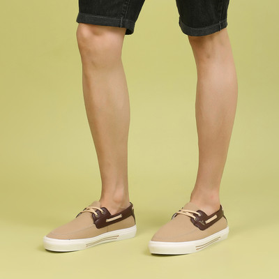 yoho Sailor Men’s Versatile Stylish Breathable Canvas Boat Shoes For Men(Beige , 7)