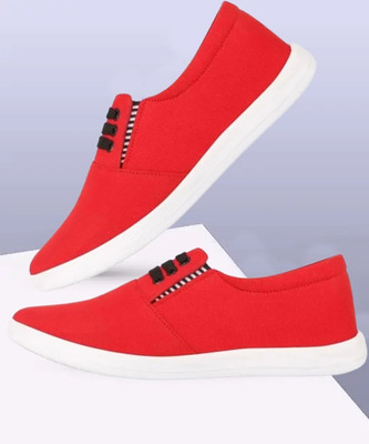 KANEGGYE New Men Canvas Shoes Engineered for comfort, styled impact walk your own way Outdoors For Men(Red , 8)