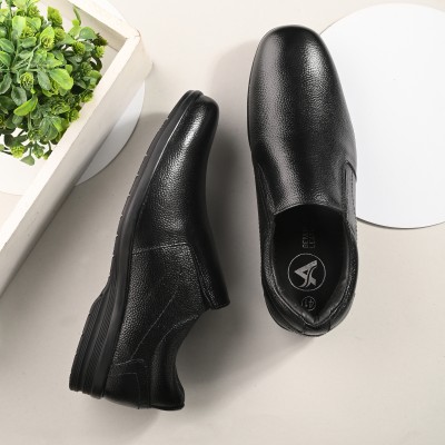 AUSERIO Auserio Genuine Leather Formal Shoes Slip On For Men(Black)