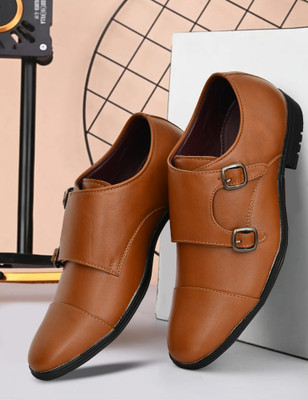 Wasim Enterprises Trendy Lightweight Partywear/Officewear Monk For Men's And Boys Mocassin For Men(Tan , 7)