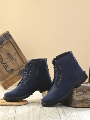 BIG FOX Leather Boots For Men(Blue)