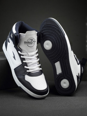 asian Sneaker Casual Shoes for Men | Soft Cushioned Insole, Slip-Resistance High Tops For Men(Navy, White , 6)