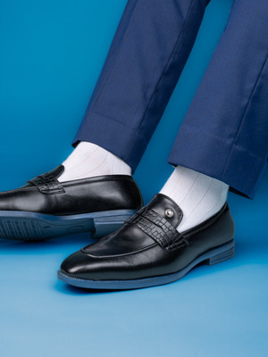 ALBERTO TORRESI Hungary Series 610 Branded Sole Saddle Black Loafers Slip On For Men(Black , 7)