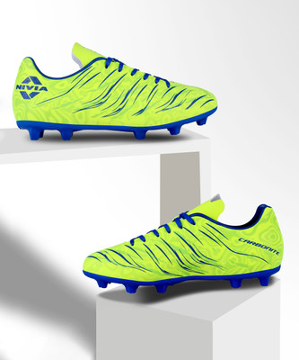 NIVIA Carbonite 6.0 -2024 Football Stud Football Shoes For Men(Green, Dark Blue , 8)