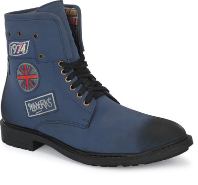 EEGO ITALY Premium High Top Boots Boots For Men(Navy , 10)