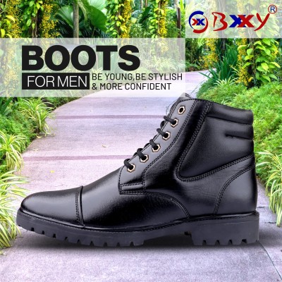 BXXY Men's Synthetic Material New Design Black Formal, Laceup Outdoor Boot Outdoors For Men(Black)