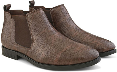 Roadster Men high top casual chelsea outdoor textured lifestyle boots Boots For Men(Brown , 8)