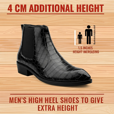 BXXY Men's 1.5 Inch Heel Height Black Casual Formal Chelsea Boot And Dress Boot Corporate Casuals For Men(Black , 9)