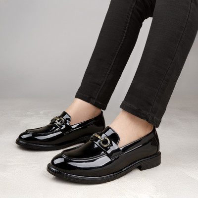 T-ROCK Stylish Official Formal Wedding Partywear Shoes Slip On For Men(Black , 10)