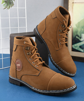 KILLER Men's Casual Outdoor High Top Lace Up Boots, Comfortable Hiking and Trekking Boots For Men(Tan , 8)