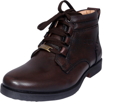 Zoom Shoes Genuine Leather High Ankle Boots| Lace-up & Soft Cushioned Insole Daily Comfort Boots For Men(Brown , 11)