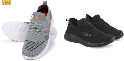 Face Sneakers For Men(Black, Grey , 6)