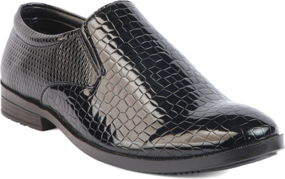 WELLWALK Wellwalk Men's Black Leather Slip-On Casual Shoes Loafers For Men(Black , 8)