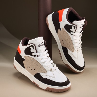 DUKE High Tops For Men(White, Orange , 10)