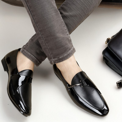 Zoltero Men's Synthetic Leather Wedding Party Wear Office Loafers For Men Party Wear For Men(Black , 6)