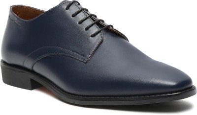 LOUIS STITCH Men's Prussian Blue Italian Leather Formal Derby Shoes for Men (RXPLBU) 9-UK Derby For Men(Blue)